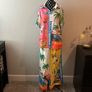 Woman’s linen blend resort outfit-